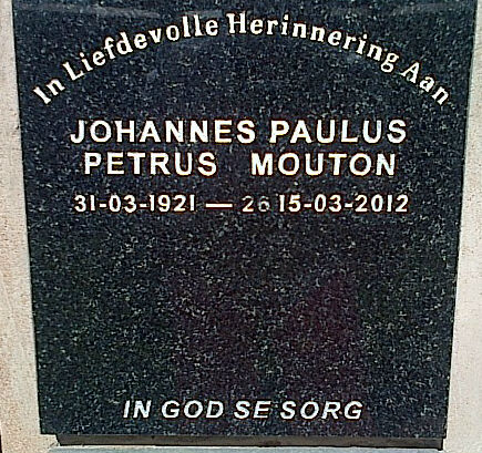 MOUTON Johannes Paulus Petrus 1921-2012