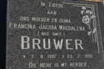 BRUWER Francina Jacoba Magdalena nee SMIT 1907-1998
