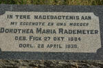 RADEMEYER Dorothea Maria nee FICK 1884-1938
