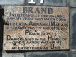 BRAND Alberta Abrama nee MARAIS 1945-2012