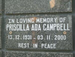 CAMPBELL Priscilla Ada 1931-2000