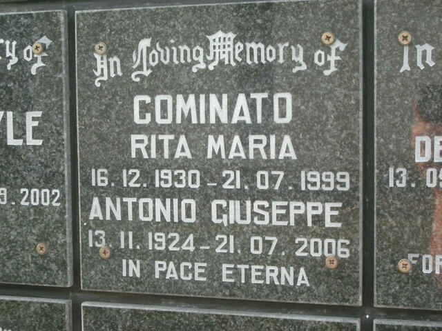 COMINATO Antonio Giuseppe 1924-2006 & Rita Maria 1930-1999