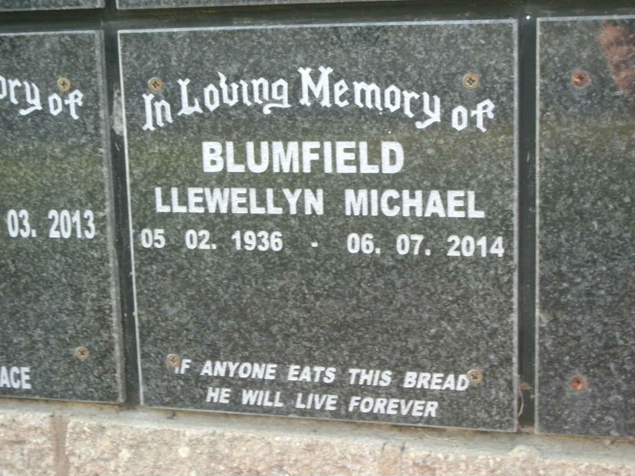 BLUMFIELD Llewellyn Michael 1936-2014