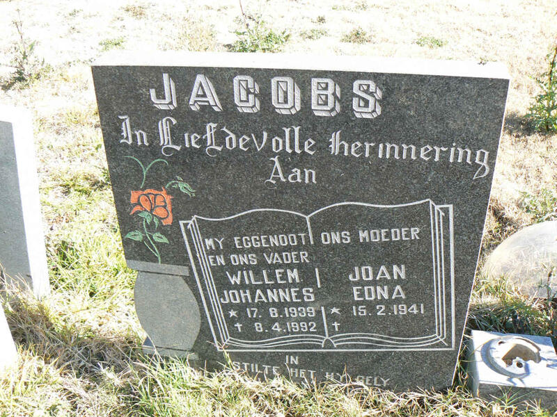 JACOBS Willem Johannes 1939-1992 & Joan Edna 1941-