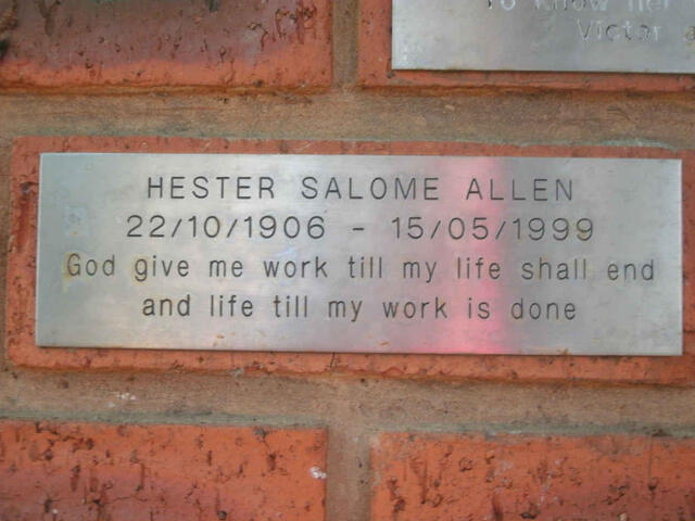ALLEN Hester Salome 1906-1999