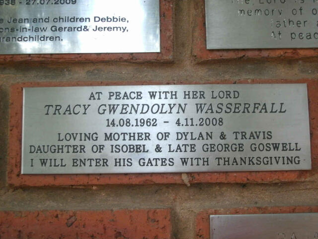 WASSERFALL Tracy Gwendolyn nee GOSWELL 1962-2008