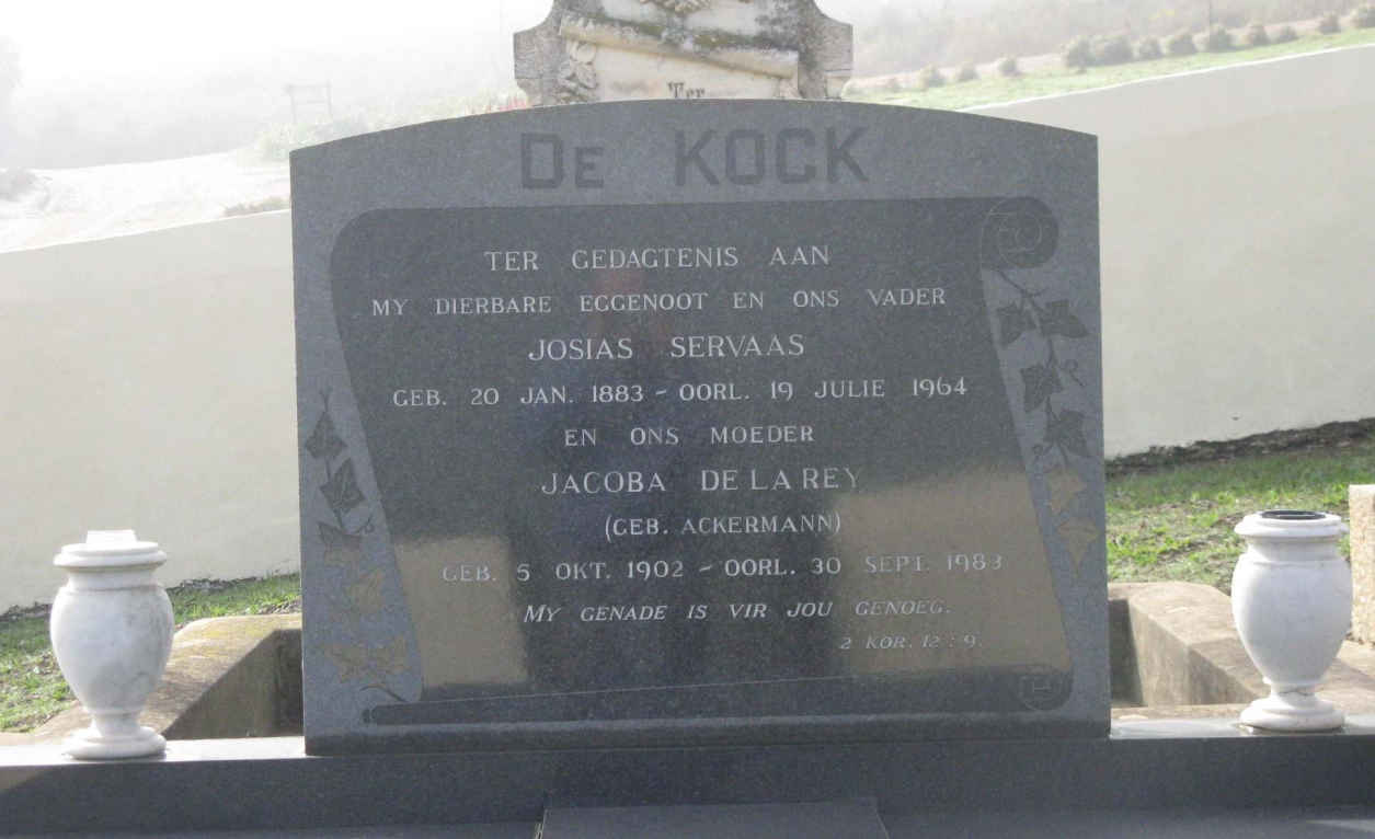 KOCK Josias Servaas, de 1883-1964 & Jacoba de la Rey ACKERMANN 1902-1983