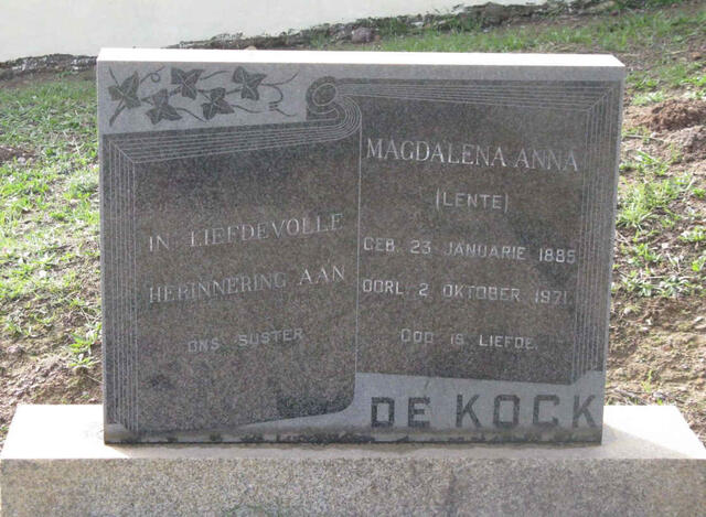 KOCK Magdalena Anna, de 1885-1971