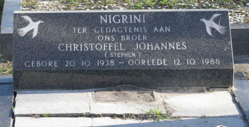 NIGRINI Christoffel Johannes 1938-1988