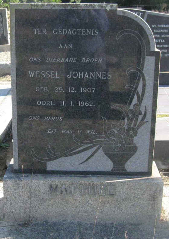 MATTHEE Wessel Johannes 1907-1962