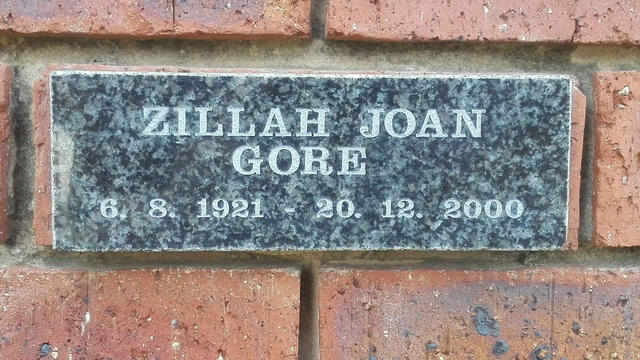 GORE Zillah Joan 1921-2000