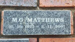 MATTHEWS M. G. 1925-2001