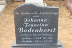 BADENHORST Johanna Francina nee BEZUIDENHOUT 1943-2011