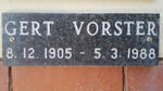 VORSTER Gert 1905-1988