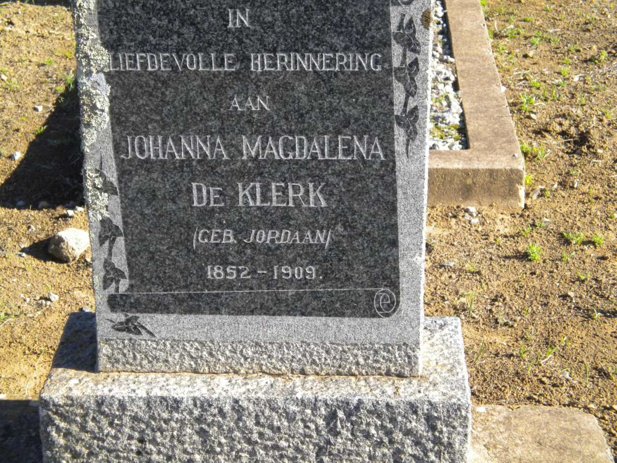 KLERK Johanna Magdalena, de nee JORDAAN 1852-1909