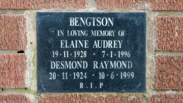 BENGTSON Desmond Raymond 1924-1999 & Elaine Audrey 1928-1996