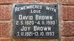 BROWN David 1920-1990 & Joy 1921-1993