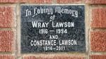 LAWSON Wray 1916-1994 & Constance 1916-2011