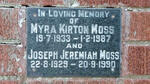 MOSS Joseph Jeremiah 1929-1990 & Myra Kirton 1933-1987