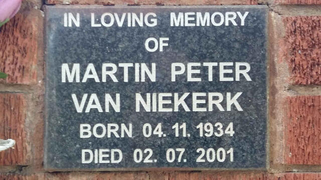 NIEKERK Martin Peter, van 1934-2001