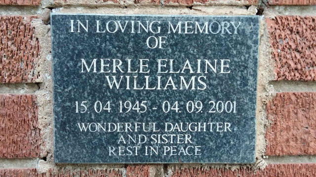 WILLIAMS Merle Elaine 1945-2001