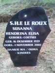 ROUX Susanna Hendrina Elisa, le nee COETSEE 1929-2002