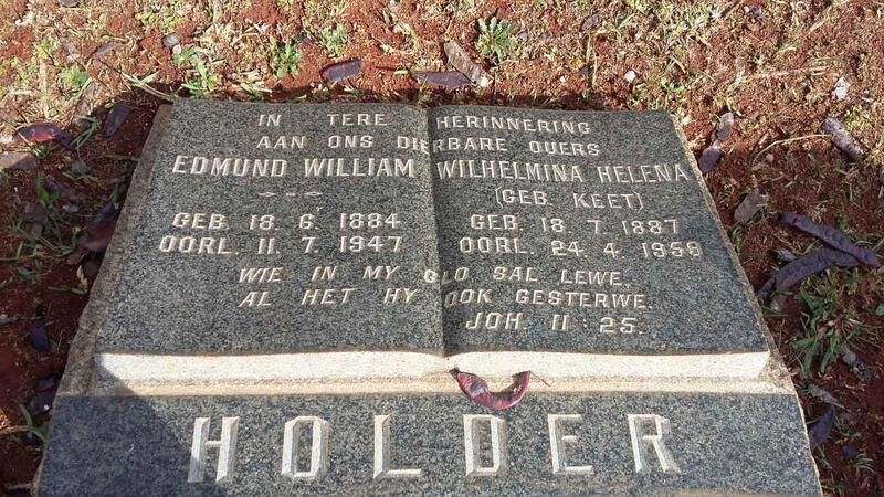 HOLDER Edmund William 1884-1947 & Wilhelmina Helena KEET 1887-1958