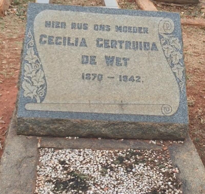 WET Cecilia Gertruida, de 1870-1942