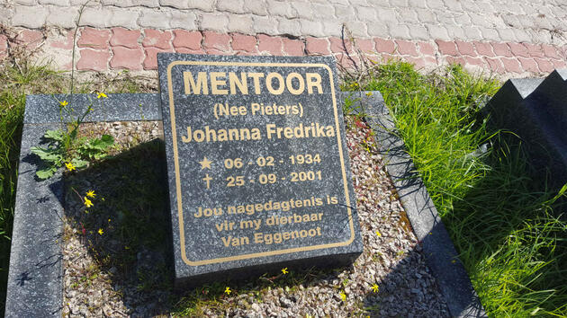 MENTOOR Johanna Fredrika nee PIETERS 1934-2001