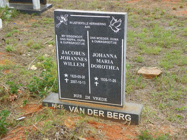BERG Jacobus Johannes Willem, van der 1929-2007 & Johanna Maria Dorothea 1936-