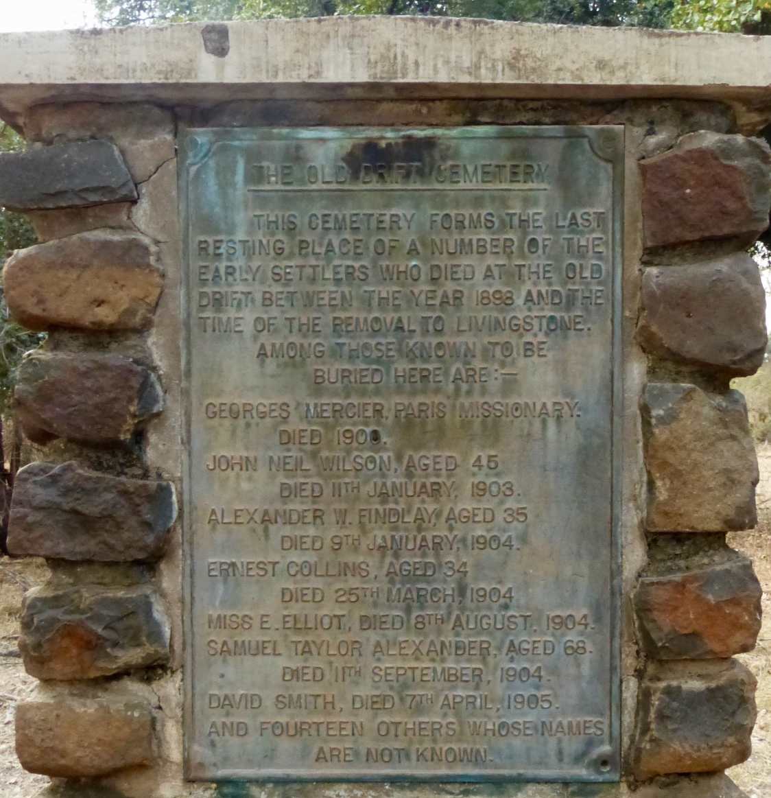 3. Memorial plaque - The Old Drift Cemetery