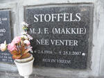 STOFFELS M.J.F. nee VENTER 1916-2007