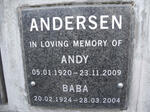 ANDERSEN Andy 1920-2009 & Baba 1924-2004
