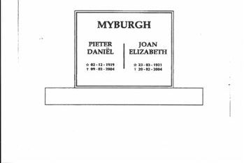 MYBURGH Pieter Daniel 1919-2004 & Joan Elizabeth 1921-2004