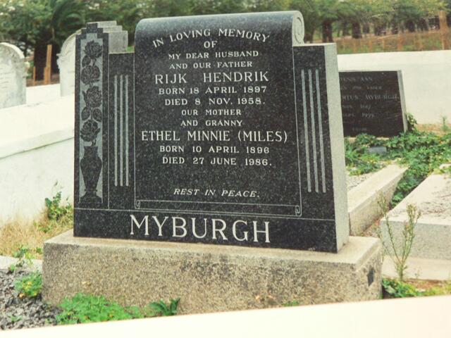 MYBURGH Rijk Hendrik 1897-1958 & Ethel Minnie MILES 1896-1986