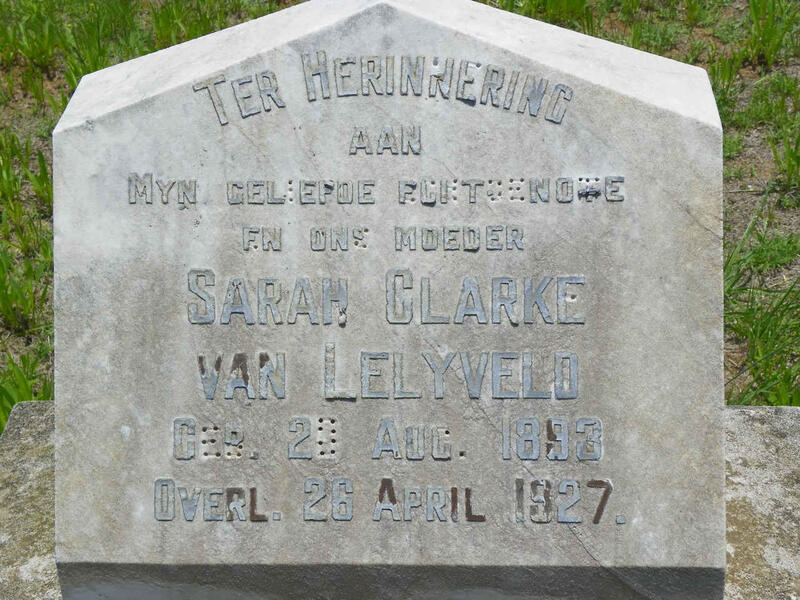 LELYVELD Sarah Clarke, van 1893-1927
