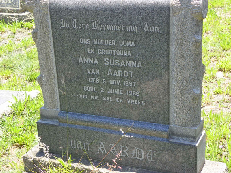 AARDT Anna Susanna, van 1897-1986