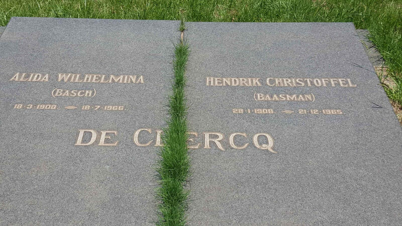 CLERCQ Hendrik Christoffel, de 1908-1965 & Alida Wilhelmina BASCH 1908-1966