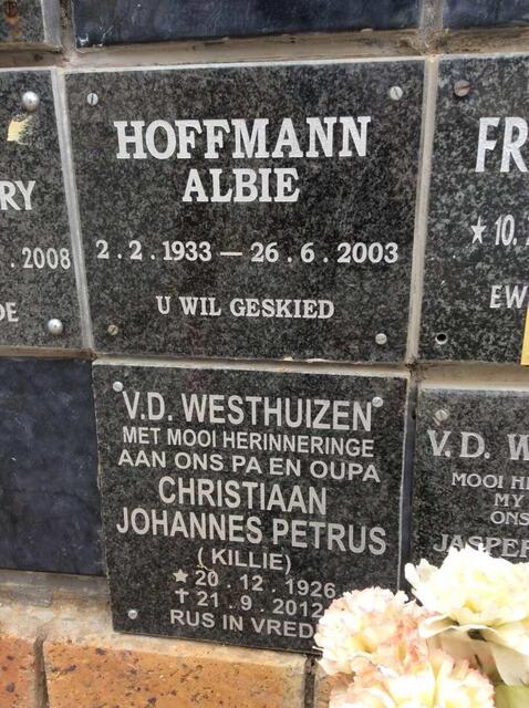 HOFFMANN Albie 1933-2003 :: WESTHUIZEN Christiaan Johannes Petrus, v.d. 1926-2012