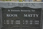 ROUX Koos, le 1933-1999 & Matty 1934-1991