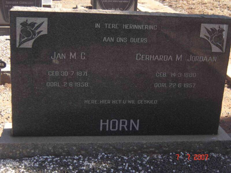 HORN Jan M.C. 1871-1958 & Gerharda M. JORDAAN 1880-1957