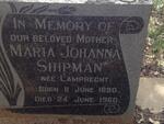 SHIPMAN Maria Johanna nee LAMPRECHT 1890-1960