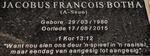 BOTHA Jacobus Francois 1980-2015