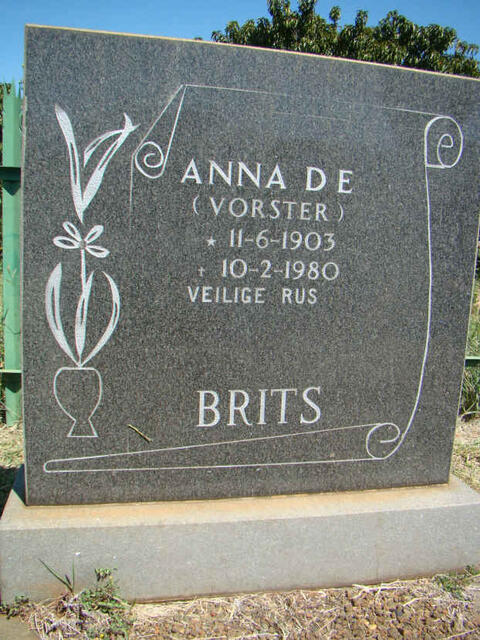 BRITS Anna D.E. nee VORSTER 1903-1980