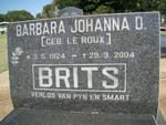 BRITS Barbara Johanna D. nee LE ROUX 1924-2004