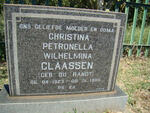 CLAASSEN Christina Petronella Wilhelmina nee DU RANDT 1923-1980