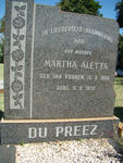 PREEZ Martha Aletta, du nee VAN VUUREN 1886-1972
