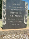 MERWE Hester M., v.d. nee BLOEM 1892-1965