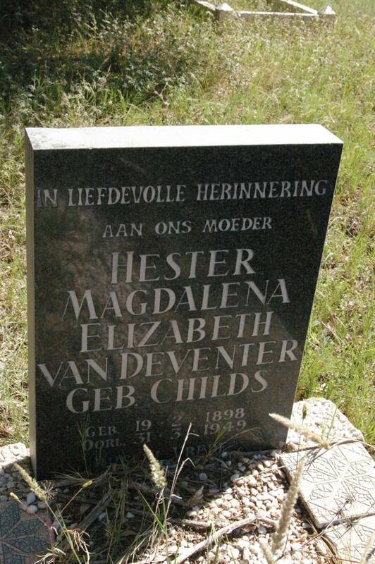 DEVENTER Hester Magdalena Elizabeth, van nee CHILDS 1898-1949