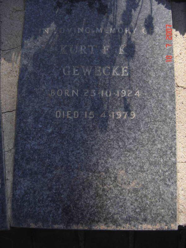 GEWECKE Kurt F.K. 1924-1979